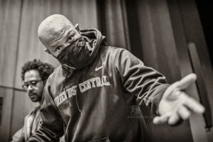 Steve Coleman Five Elements - Steve Coleman (Altsaxophon), Kokayi (Wordsmith), Jonathan Finlayson (Trompete), Anthony Tidd (Bass), Sean Rickman (Schlagzeug), Photo: Schindelbeck